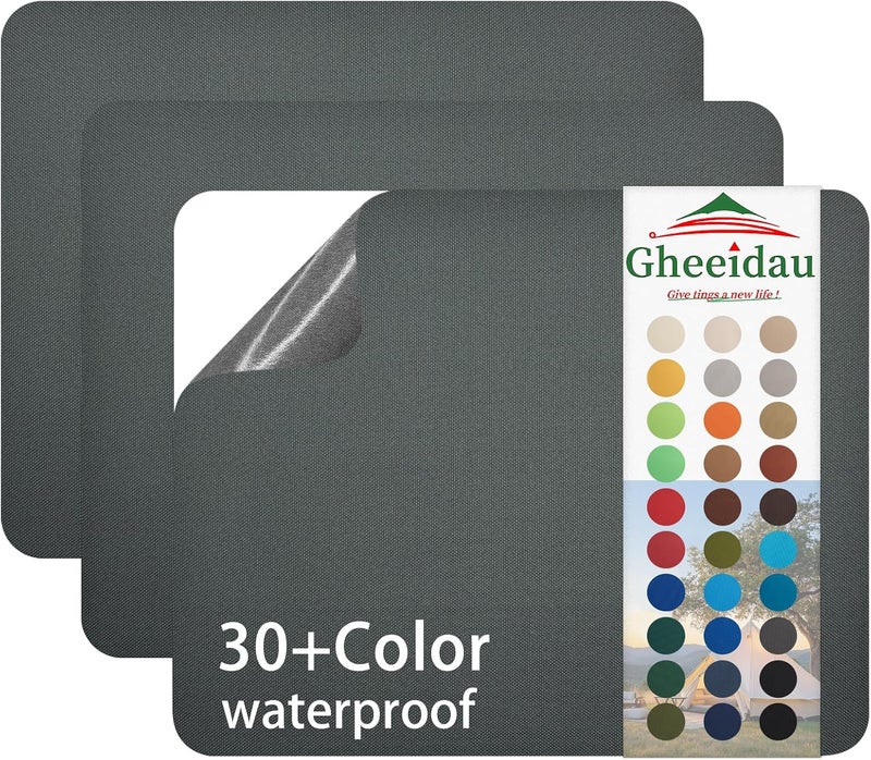 Gheeidau Canvas Repair Patch 9×11 Inch 3Pcs Waterproof Self-Adhesive Fabric Repair Patch for Tents,Boat Cover,Pop Up Canopy,Patio,Bags,Car Seats,Sofas,Furniture Cover(Dark Grey) - Image 1